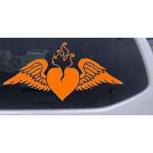 Orange 40in X 19.7in    Heart With Wings and Flames Car Window Wall 