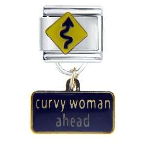  Curvy Woman Ahead Italian Charms Pugster Jewelry