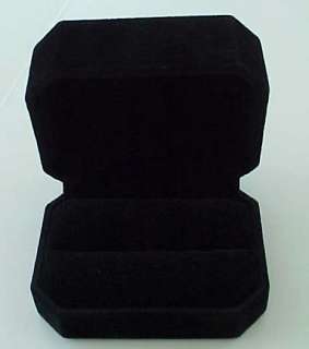 Deluxe OCTAGONAL Plush Black Suede DOUBLE RING Gift Box  