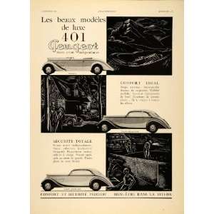  1935 French Ad Peugeot 401 Vintage Roadster Convertible 