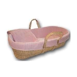    Tadpoles Classics Gingham Pink   Cable Knit Moses Basket Baby