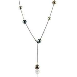  Sterling Silver Multicolor Tahitian Cultured Pearl Lariat 