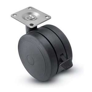 Swivel Top Plate Soft Tread Caster With Brake   100mm Dia. Black 