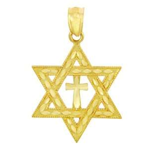   Charms and Pendants   Star Cross of David (14K Yellow Gold) Jewelry