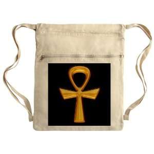   Bag Sack Pack Khaki Egyptian Gold Ankh Black 