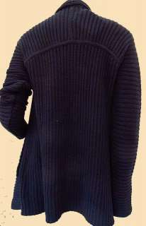   von Furstenberg DVF Ribbed Cotton Knit Cardigan Sweater Navy S Sm NWT