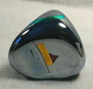 Donald Carlson Signed Art Glass Dichroic Paperweight  