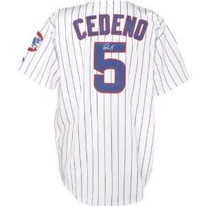  Ronny Cedeno Chicago Cubs Autographed Majestic Pinstripe 