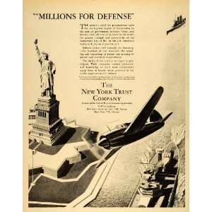  1941 Ad New York Trust Co Statue of Liberty Airplane Ship 