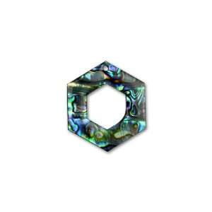   Paua Large Hexagon Pendant with Open Center Arts, Crafts & Sewing