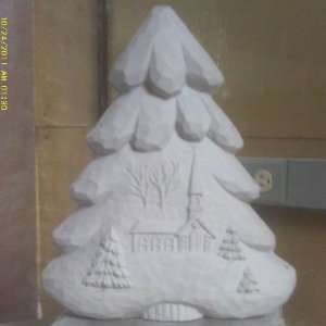  Ceramic Bisque Christmas Tree with Church Scene 