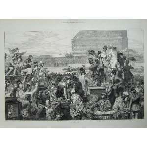  1871 Derby Day Horse Racing Sport Grand Stand People