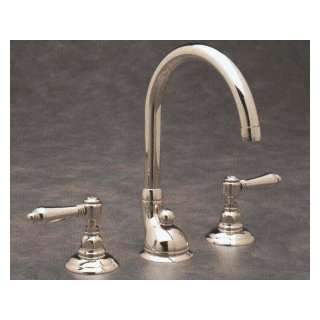 Rohl Satin Nickel Hi Arc Widespread Lavatory Faucet with Metal Lever 