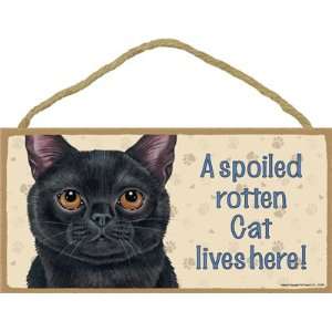  A Spoiled Rotten Cat Lives Here Wooden Sign   Black Cat 