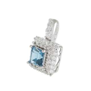   Topaz in London Blue .925 Sterling Silver Pendant with 43 Sparkling CZ