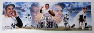 Rare Yogi Berra Signed New York Yankees Panoramic HOF 72 Inscription 