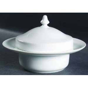  Spal Porcelanas Roulette White Round Covered Butter, Fine 