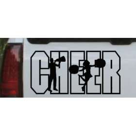 Cheer Leader Sports Car Window Wall Laptop Decal Sticker    Black 14in 