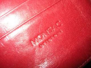 MONSAC RED SMOOTH GLOVE LEATHER CHECKBOOK CLUTCH WALLET  