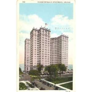 1930s Vintage Postcard   Edgewater Beach Apartments   Chicago Illinois