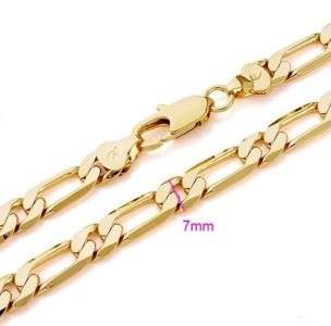   Yellow Gold GP 20 Mens Figaro Chain Link Necklace 7mm   N35  