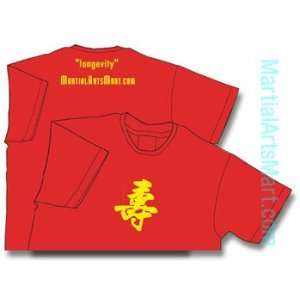 Martial Arts Chinese Calligraphy T shirt   Longevity (Red T shrit)   S 