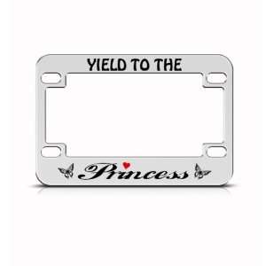 Yield To Princess Butterfly Metal Bike Motorcycle license plate frame 