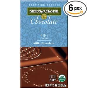   Change Organic Milk (43% Cacao) Chocolate, 2.99 Ounce Bars (Pack of 6