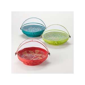  Small Painted Round Food Dome, Set of 3