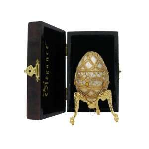   Glass Mothers Day Egg with Lacquered Box and 24 karat Gold Stand