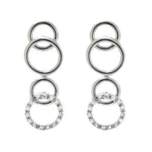   and Sparkling Clear CZ Cut Out Circles Dangling Stud Earrings Jewelry