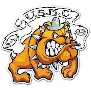 USMC Bulldog Smoking Cigar Chief Captain Marine Dog Car Bumper Sticker 