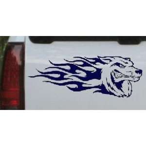 3in X 8.1in Navy    Wolf With Tribal Flames Tribal Car Window Wall 