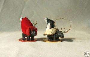 Skunk Angel Ornament and Devil Figurine set  