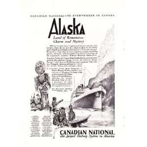  1930 Ad Canadian National Alaska Vintage Travel Print Ad 