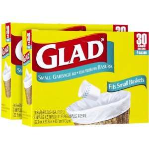  Glad Small Garbage Bags, 30 ct, 4 gallon 2 pack Kitchen 