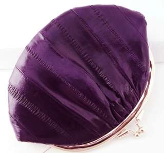 GENUINE EEL SKIN LEATHER DOUBLE COIN PURSE Noble Purple  