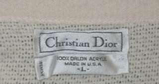 Christian Dior Vtg V Neck Sweater Off White Mens Large  