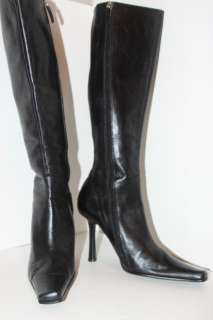 ALDO TALL BLACK LEATHER BOOTS SIZE 38 HIGH 4 INCH HEELS  