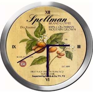  SPELLMAN 14 Inch Coffee Metal Clock Quartz Movement 