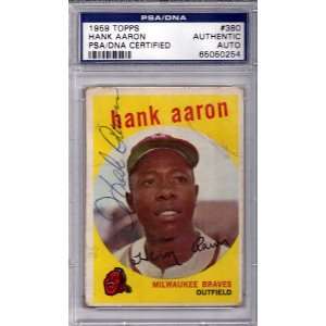   Aaron Autographed 1959 Topps Card PSA/DNA Slabbed
