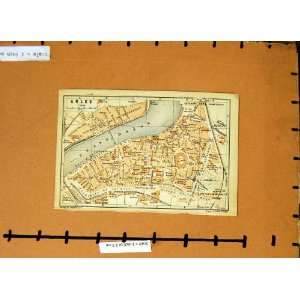   MAP 1901 STREET PLAN ARLES FRANCE RIVER RHONE EUROPE