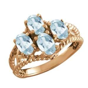   20 Ct Genuine Oval Sky Blue Topaz Gemstone 18k Rose Gold Ring Jewelry