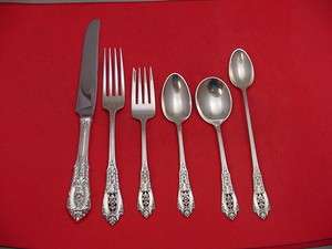 ROSE POINT BY WALLACE STERLING SILVER DINNER SIZE FLATWARE SET SERVICE 