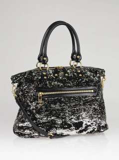 Miu Miu Black Zip Paillette Sequin Shopping Bag  