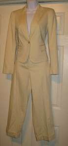 Vtg Calvin KLEIN Cream Ivory crop Pant Blazer Suit 4P career suit 