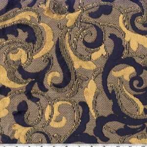  54 Wide Venezia Chenille Blue/Gold Fabric By The Yard 