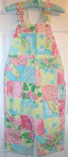 Lilly Pulitzer Tropical Patch Monkey Shell Overalls 5 EUC  