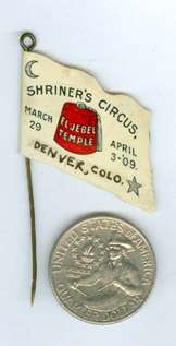 1909 SHRINERS CIRCUS ADV STICK PIN DENVER CO AD216  