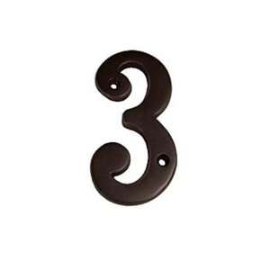 Taymor 25 ORBN43 25 BN Series Solid Brass 4 Inch House Number, 3, Oil 